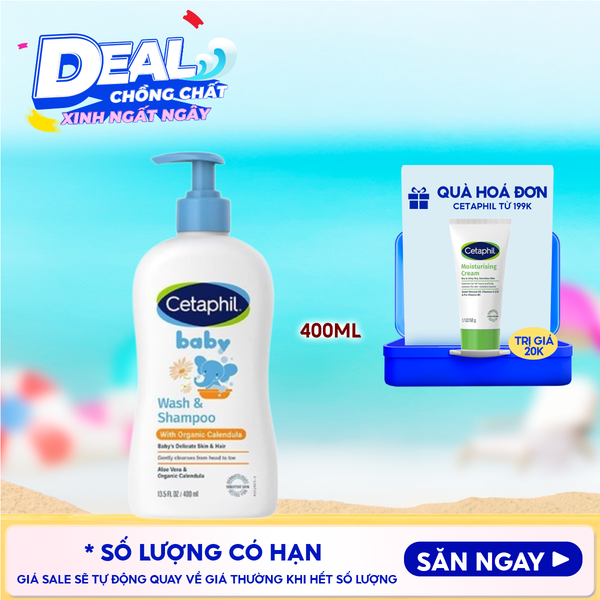  Sữa Tắm Gội Dịu Nhẹ Cho Bé Cetaphil Baby Wash & Shampoo With Organic Calendula 400ml 