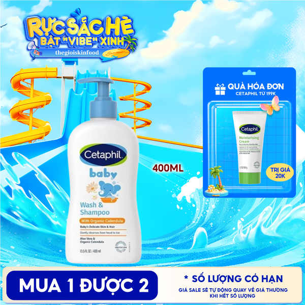  Sữa Tắm Gội Dịu Nhẹ Cho Bé Cetaphil Baby Wash & Shampoo With Organic Calendula 400ml 