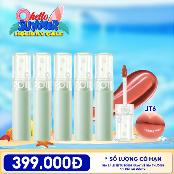  [PACK TIẾT KIỆM 13%] 5 Son Tint Bóng FOIF Thuần Chay, Ẩm Mọng, Bền Màu Juicy Fit Tint 