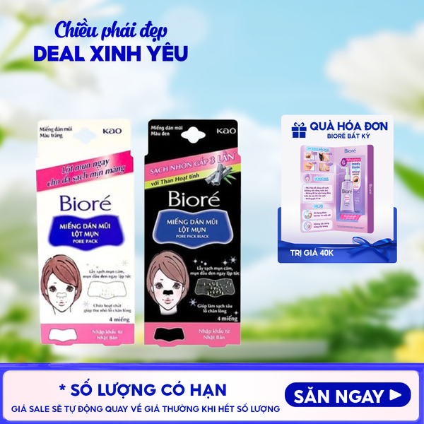  [Hộp 4 Miếng] Miếng Dán Mũi Lột Mụn Bioré Pore Pack Black 