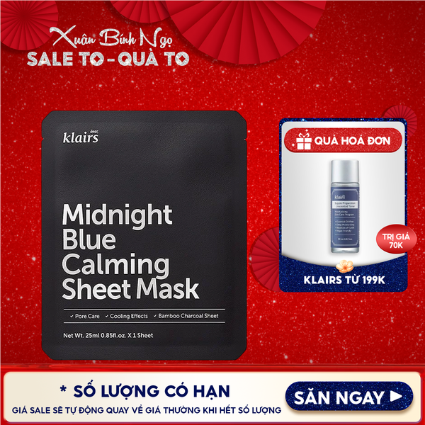  Mặt Nạ Klairs Làm Dịu, Hỗ Trợ Giảm Kích Ứng, Phục Hồi Da Midnight Blue Calming Sheet Mask 25ml 