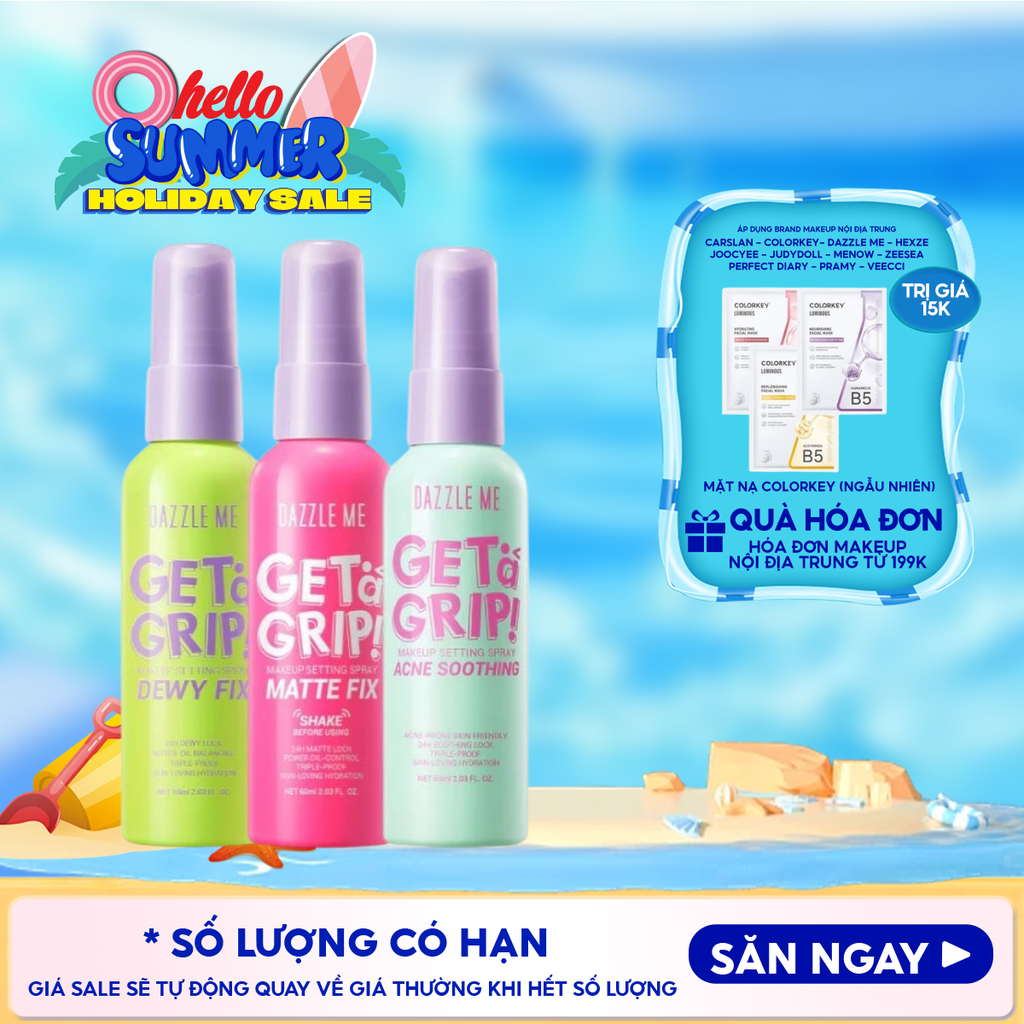 Xịt Khóa Nền DAZZLE ME Cố Định Trang Điểm Lâu Trôi Get A Grip Makeup Setting Spray 60ml