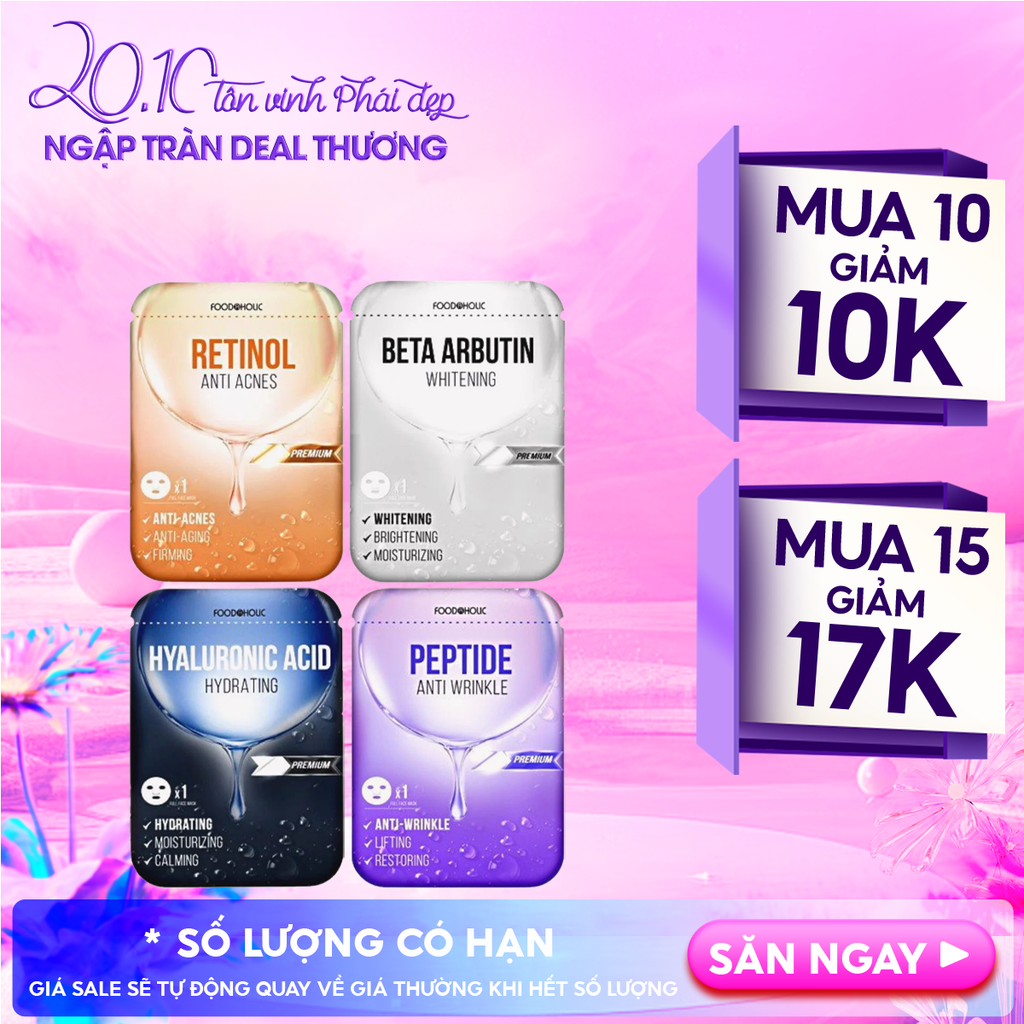[4 GIẢI PHÁP] Mặt Nạ Foodaholic Hỗ Trợ Dưỡng Trắng, Dưỡng Ẩm, Hạn Chế Lão Hóa Mask 23ml