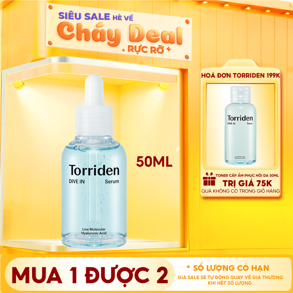 Serum Torriden Thuần Chay Cấp Ẩm, Làm Dịu Da Torriden Dive-In Low Molecular Hyaluronic Acid Serum 50ml