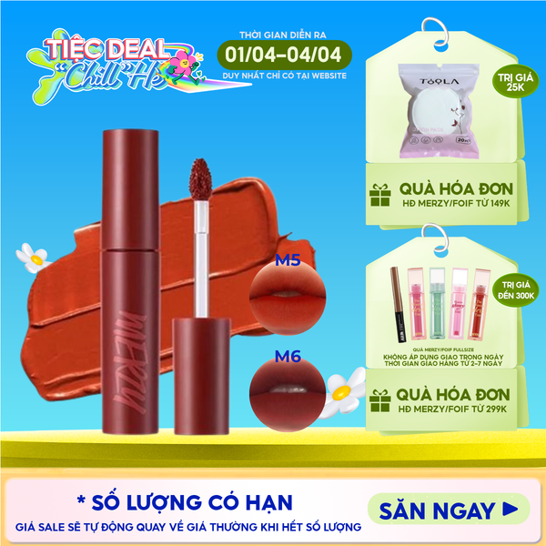  [Màu 1-6] Son Kem Lì Merzy Siêu Mịn Môi Bite The Beat Mellow Tint 4g 