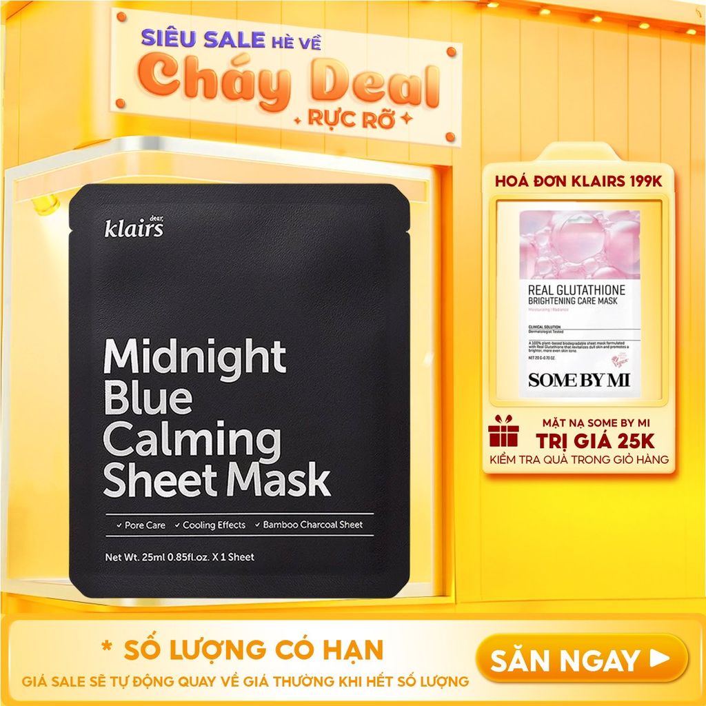 Mặt Nạ Klairs Làm Dịu, Hỗ Trợ Giảm Kích Ứng, Phục Hồi Da Midnight Blue Calming Sheet Mask 25ml