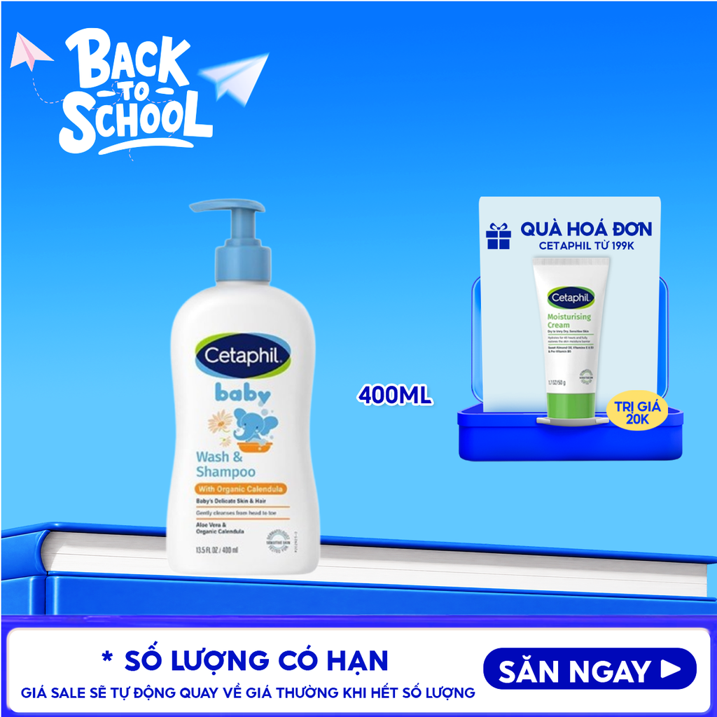 Sữa Tắm Gội Dịu Nhẹ Cho Bé Cetaphil Baby Wash & Shampoo With Organic Calendula 400ml