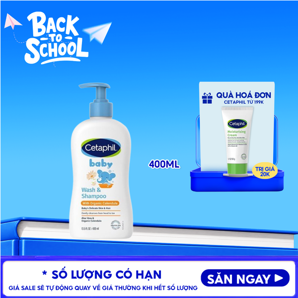  Sữa Tắm Gội Dịu Nhẹ Cho Bé Cetaphil Baby Wash & Shampoo With Organic Calendula 400ml 