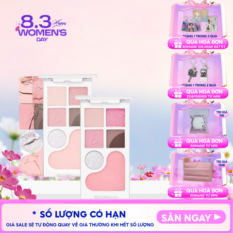 Bảng Phấn Mắt & Má Hồng Romand Ngọt Ngào, Lấp Lánh Bare Layer Palette 14g