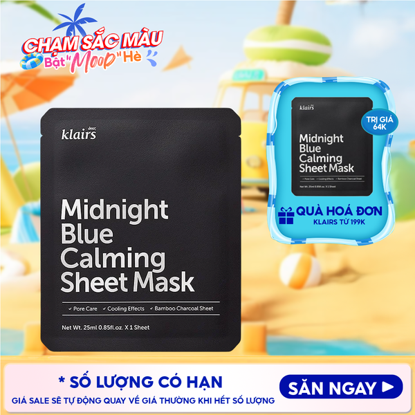  Mặt Nạ Klairs Làm Dịu, Hỗ Trợ Giảm Kích Ứng, Phục Hồi Da Midnight Blue Calming Sheet Mask 25ml 