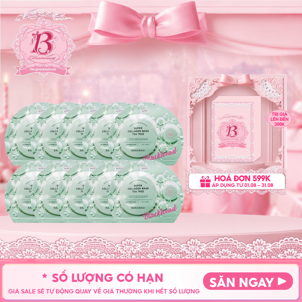 Combo 10 Miếng Mặt Nạ Banobagi Hỗ Trợ Dưỡng Trắng Cấp Ẩm & Bổ Sung Collagen, Cải Thiện Lão Hóa Stem Cell Vitamin, Super Collagen Mask 30ml