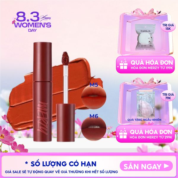  [Màu 1-6] Son Kem Lì Merzy Siêu Mịn Môi Bite The Beat Mellow Tint 4g 
