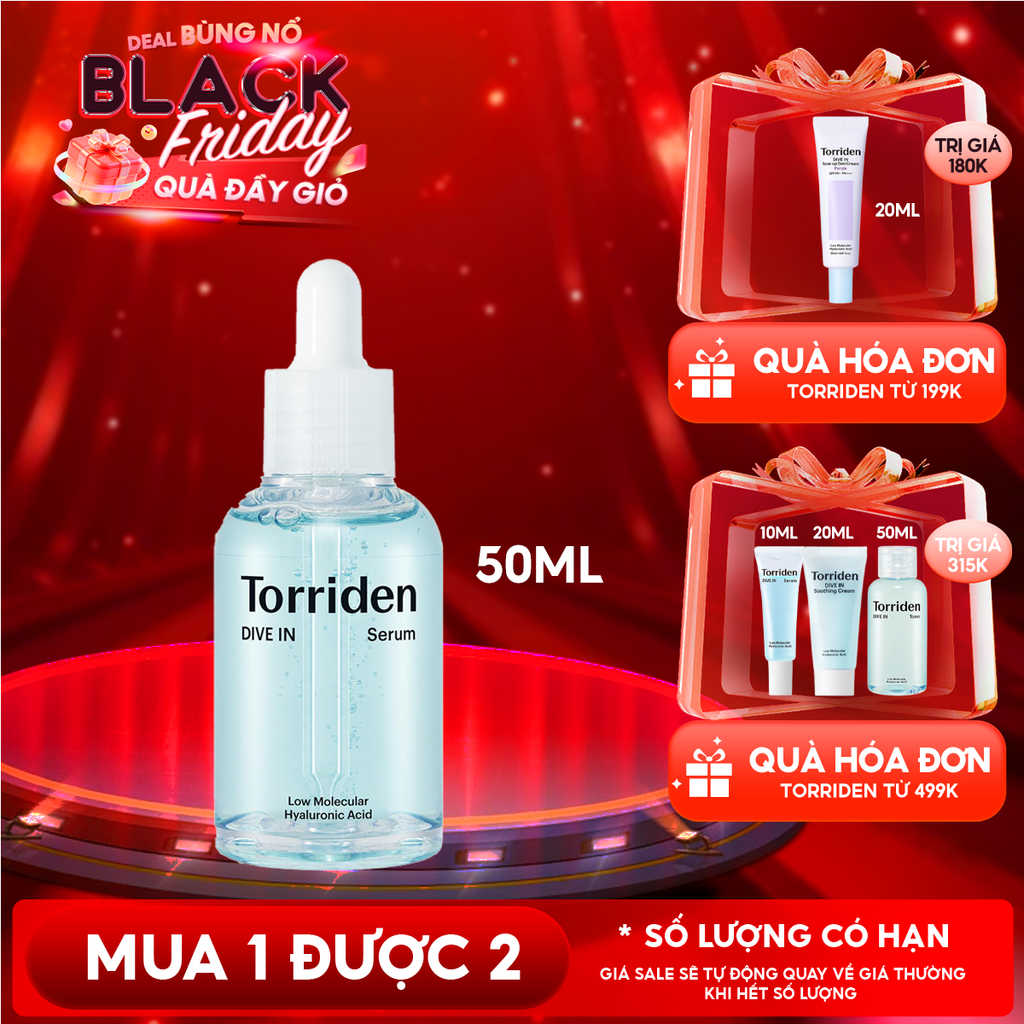 Serum Torriden Thuần Chay Cấp Ẩm, Làm Dịu Da Torriden Dive-In Low Molecular Hyaluronic Acid Serum 50ml