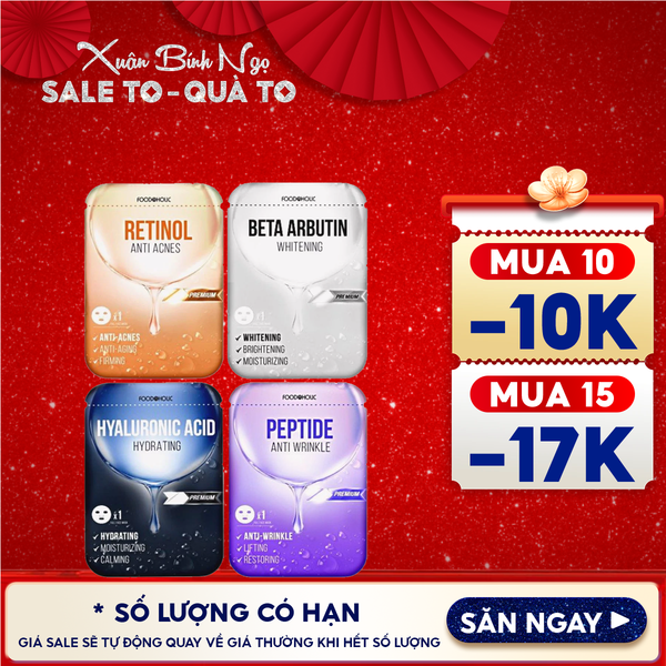  [4 GIẢI PHÁP] Mặt Nạ Foodaholic Hỗ Trợ Dưỡng Trắng, Dưỡng Ẩm, Hạn Chế Lão Hóa Mask 23ml 