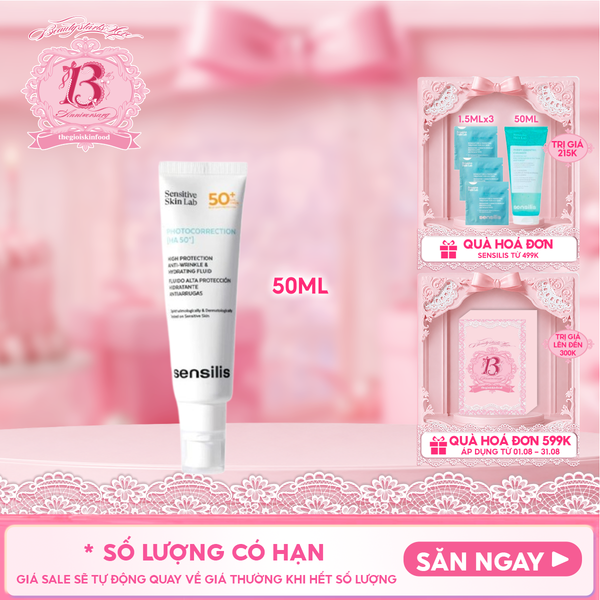  Kem Chống Nắng Sensilis Phổ Rộng Dưỡng Ẩm, Ngừa Lão Hóa Photocorrection [HA 50+] 50ml 