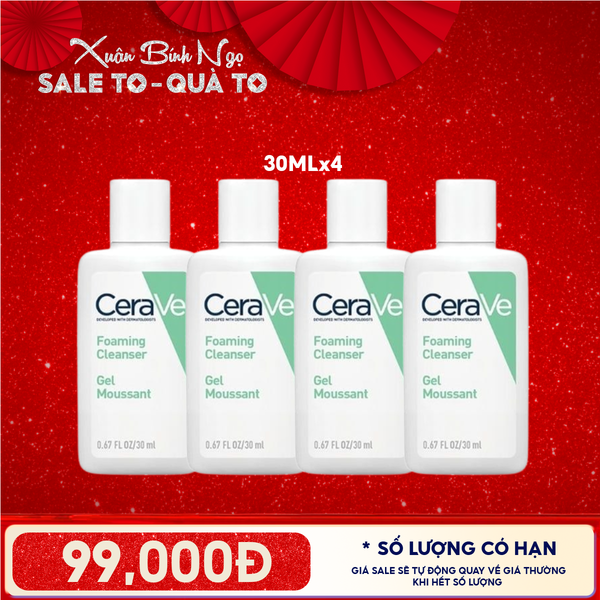  [HOT] Sữa Rửa Mặt Sạch Sâu Da Dầu Cerave Developed With Dermatologists Foaming Cleanser 30ML 