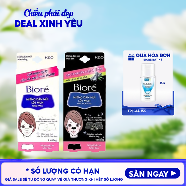  [Hộp 4 Miếng] Miếng Dán Mũi Lột Mụn Bioré Pore Pack Black 