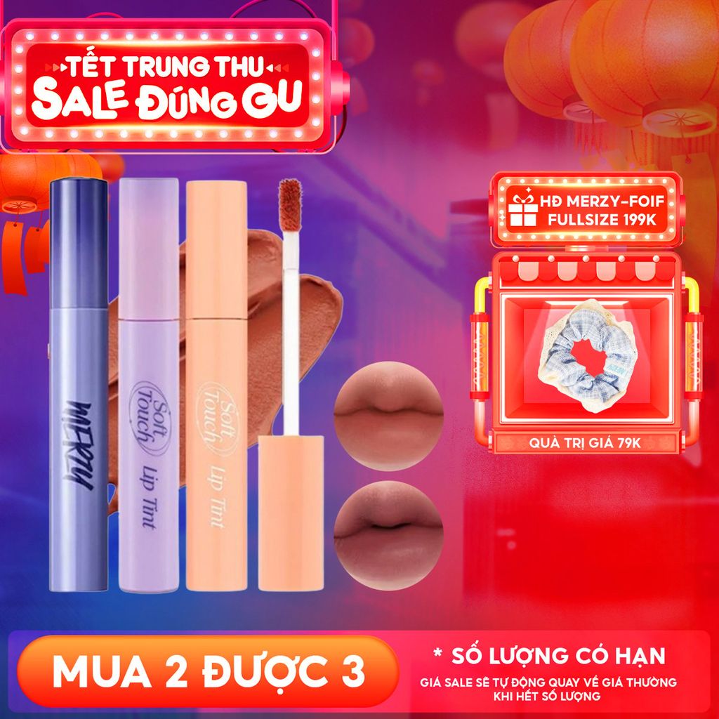 [SL1 - SL14] Son Kem Merzy Siêu Lì, Siêu Mịn Môi Soft Touch Lip Tint 3g