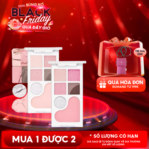  Bảng Phấn Mắt & Má Hồng Romand Ngọt Ngào, Lấp Lánh Bare Layer Palette 14g 