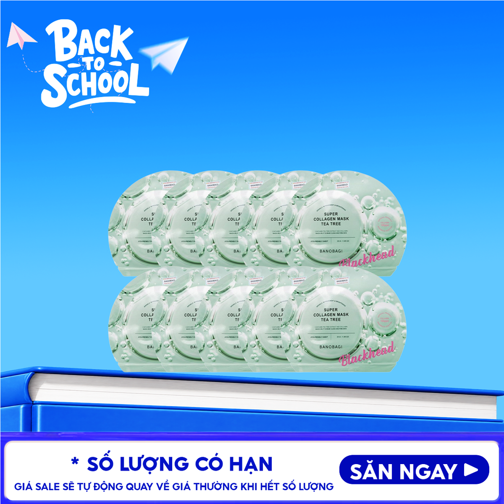 Combo 10 Miếng Mặt Nạ Banobagi Hỗ Trợ Dưỡng Trắng Cấp Ẩm & Bổ Sung Collagen, Cải Thiện Lão Hóa Stem Cell Vitamin, Super Collagen Mask 30ml