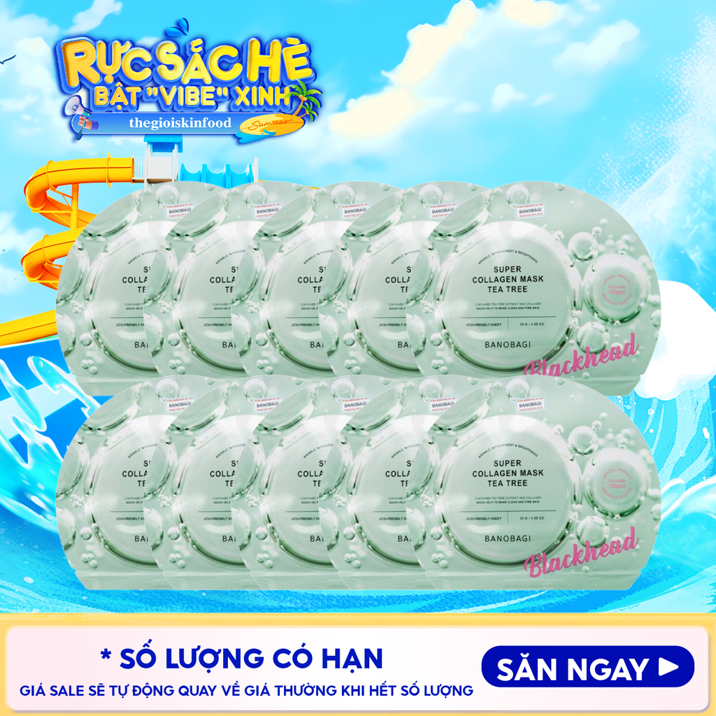 Combo 10 Miếng Mặt Nạ Banobagi Hỗ Trợ Dưỡng Trắng Cấp Ẩm & Bổ Sung Collagen, Cải Thiện Lão Hóa Stem Cell Vitamin, Super Collagen Mask 30ml