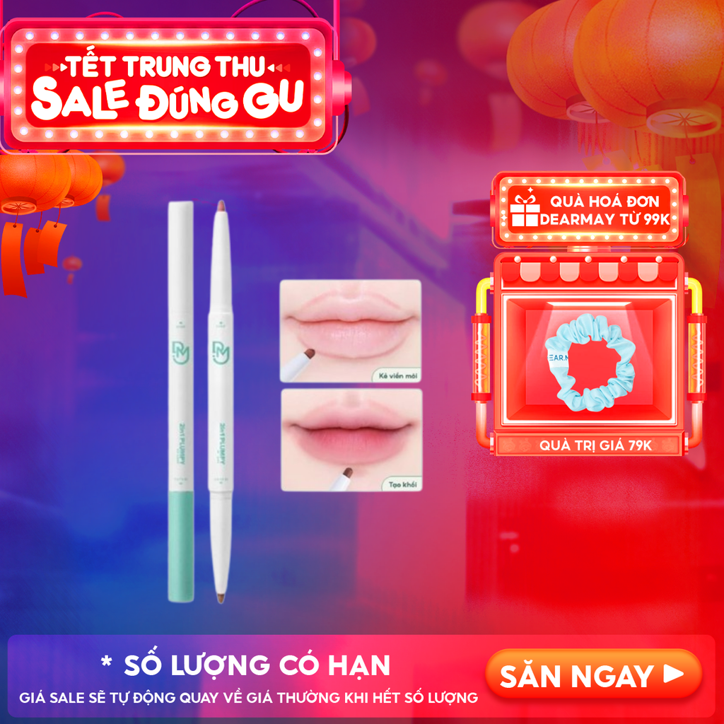 Chì Kẻ Viền Môi Dearmay Tạo Khối Môi 2 Đầu 2In1 Plumpy Lip Liner 0.46g