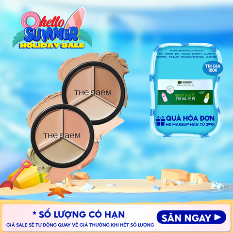 Che Khuyết Điểm Triệt Sắc, Che Phủ Cao The Saem Cover Perfection Triple Pot Concealer SPF28/PA+ 4.5g