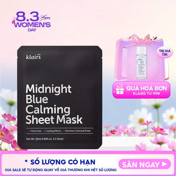  Mặt Nạ Klairs Làm Dịu, Hỗ Trợ Giảm Kích Ứng, Phục Hồi Da Midnight Blue Calming Sheet Mask 25ml 