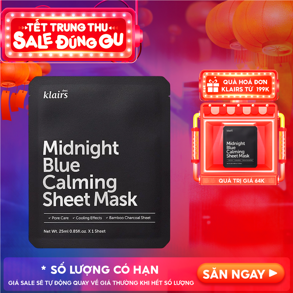 Mặt Nạ Klairs Làm Dịu, Hỗ Trợ Giảm Kích Ứng, Phục Hồi Da Midnight Blue Calming Sheet Mask 25ml