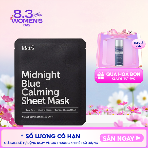  Mặt Nạ Klairs Làm Dịu, Hỗ Trợ Giảm Kích Ứng, Phục Hồi Da Midnight Blue Calming Sheet Mask 25ml 