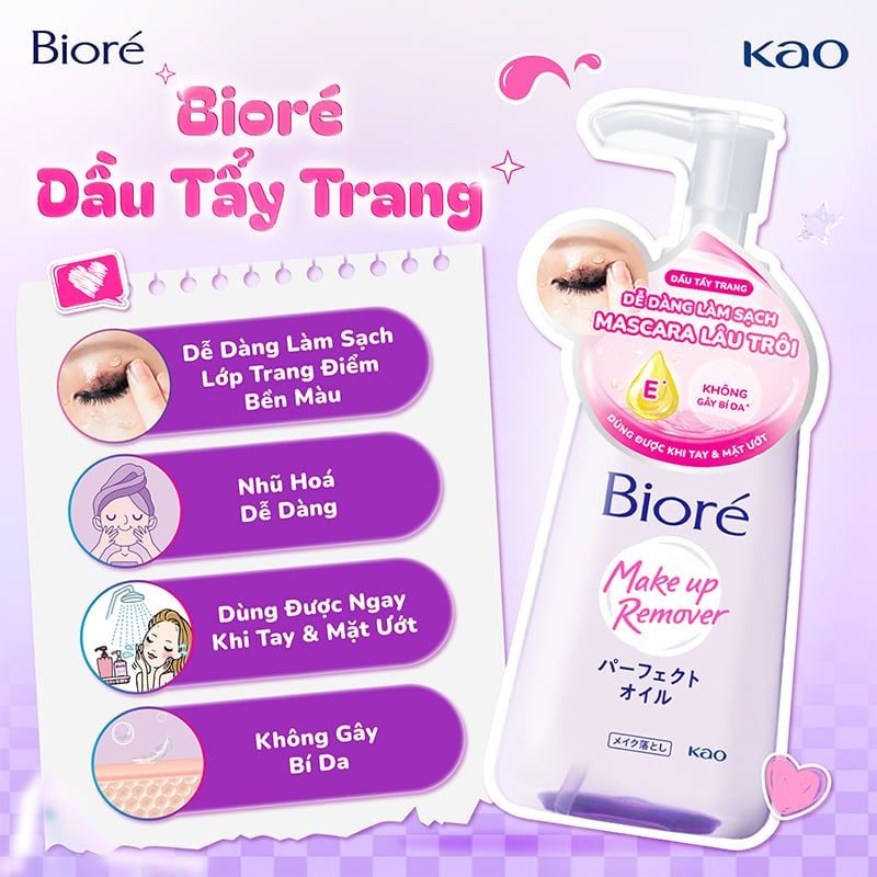 Dầu Tẩy Trang Bioré Giúp Làm Sạch Sâu Make Up Remover Perfect Oil 150ml