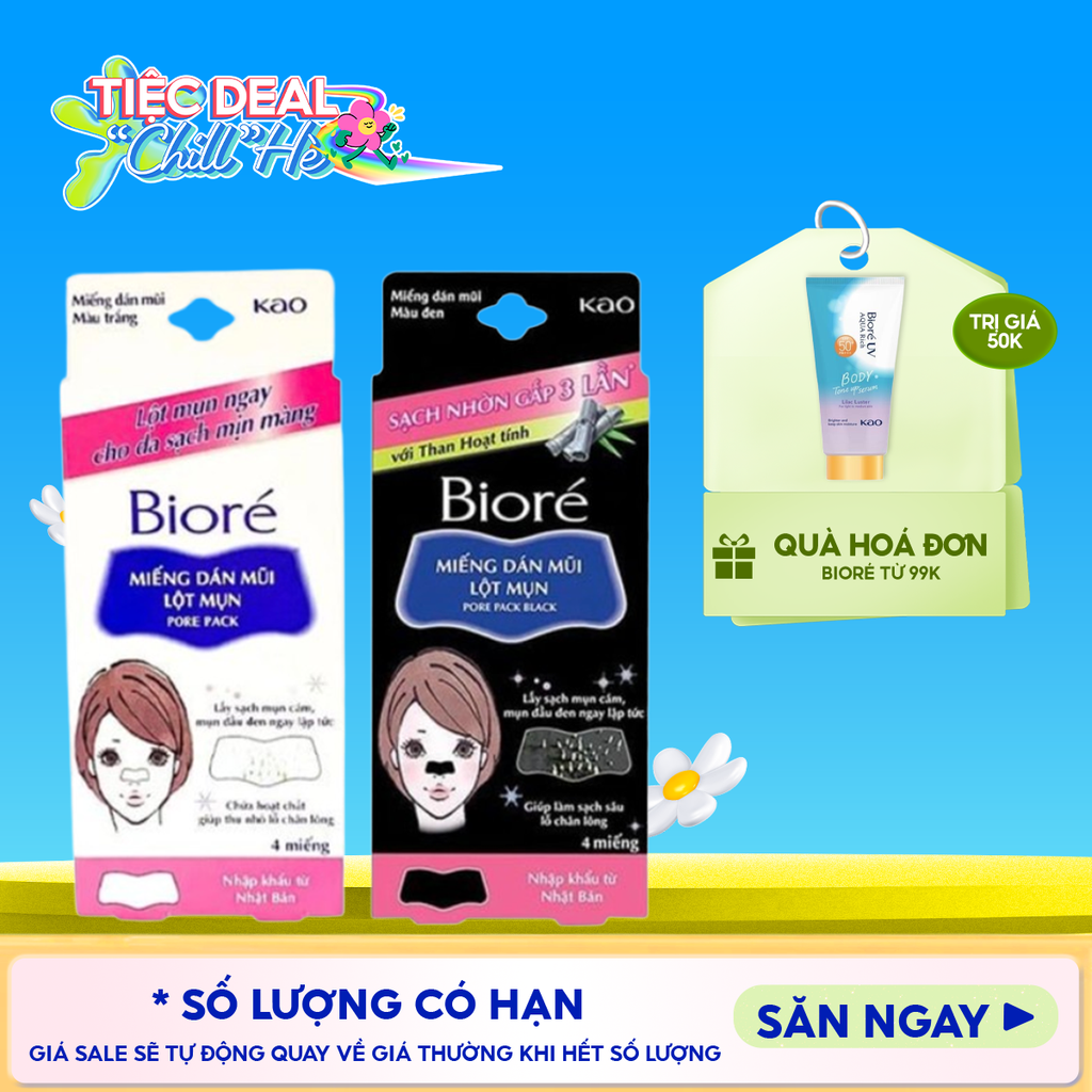 [Hộp 4 Miếng] Miếng Dán Mũi Lột Mụn Bioré Pore Pack Black