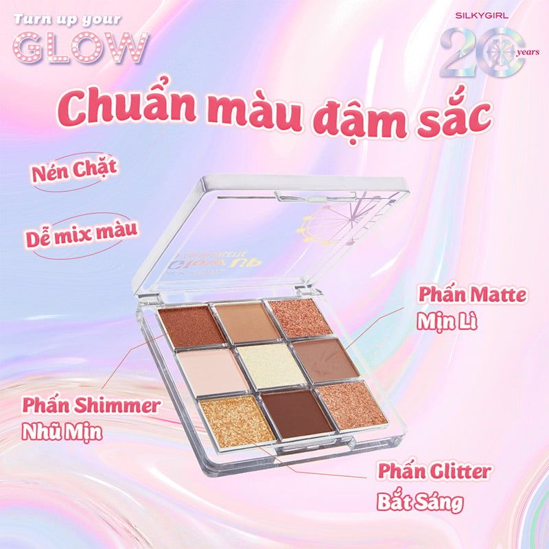 Bảng Phấn Mắt 9 Ô Silkygirl Glow Up 9-Color Palette 7.2g
