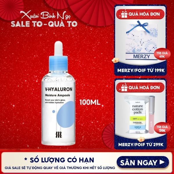  Serum By Merzy Dưỡng Ẩm Chuyên Sâu, Căng Mịn Da V-Hyaluronic Acid Moisture Ampoule 100ml 
