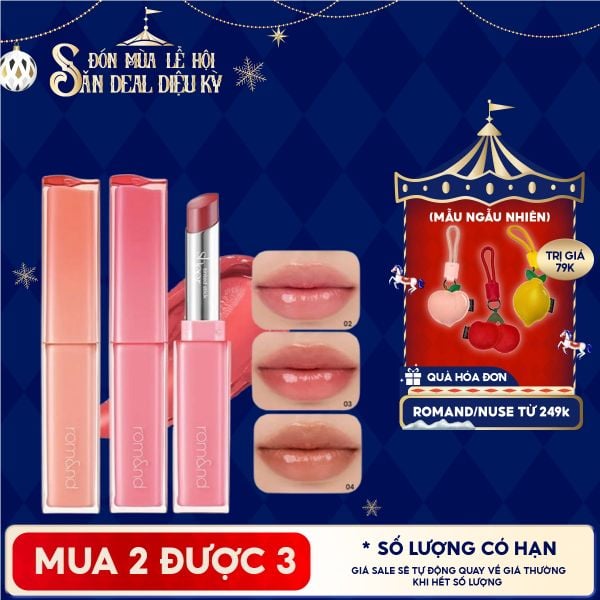  Son Thỏi Bóng Căng Mọng, Mềm Môi Romand Sheer Tinted Stick 2g 