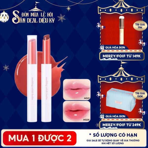  Son Dưỡng Có Màu Merzy Ẩm Mịn, Căng Bóng Môi More Shine Melting Stick Balm 2g 
