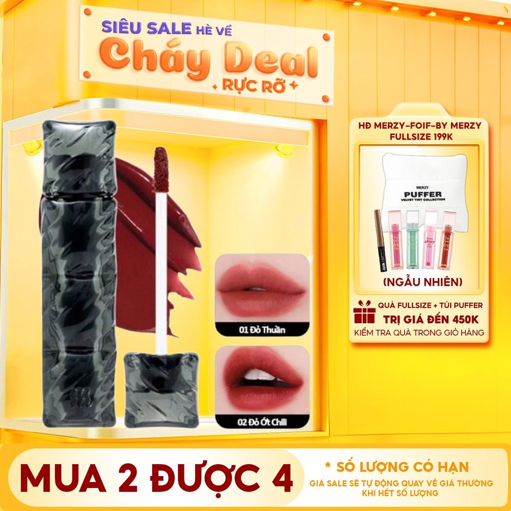 [NEW][V6 PUFFER][SON PHAO] Son Kem Lì Bền Màu, Lâu Trôi Merzy Puffer Velvet Tint 3.7g