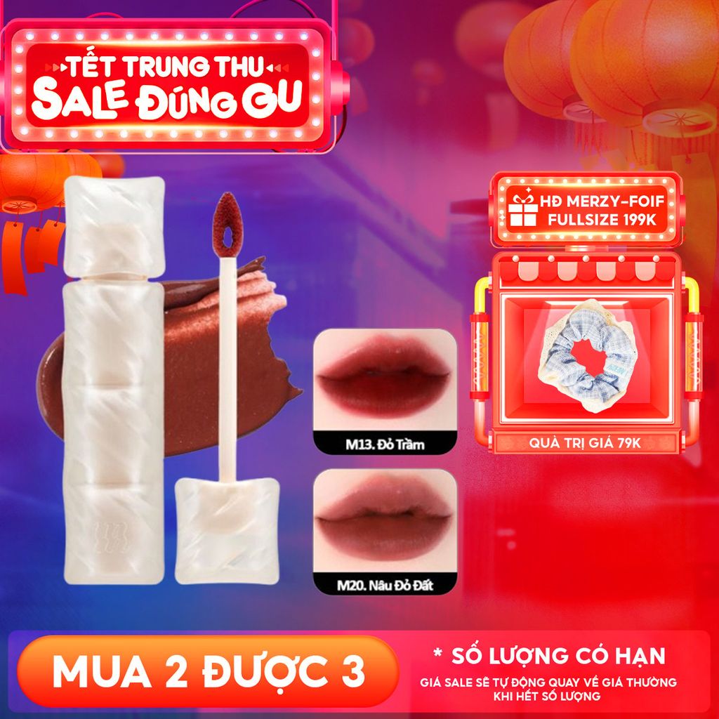 [NEW] Son Phao Kem Lì Mềm Mịn Như Bơ, Lâu Trôi Merzy Puffer Mellow Tint 3.7g