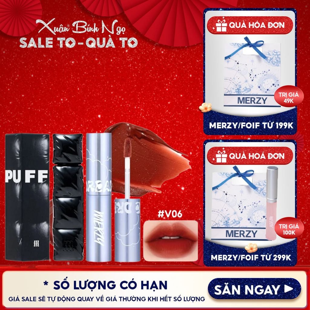 [NEW][V6 PUFFER] Son Kem Lì Merzy Bền Màu, Lâu Trôi The First Velvet Tint