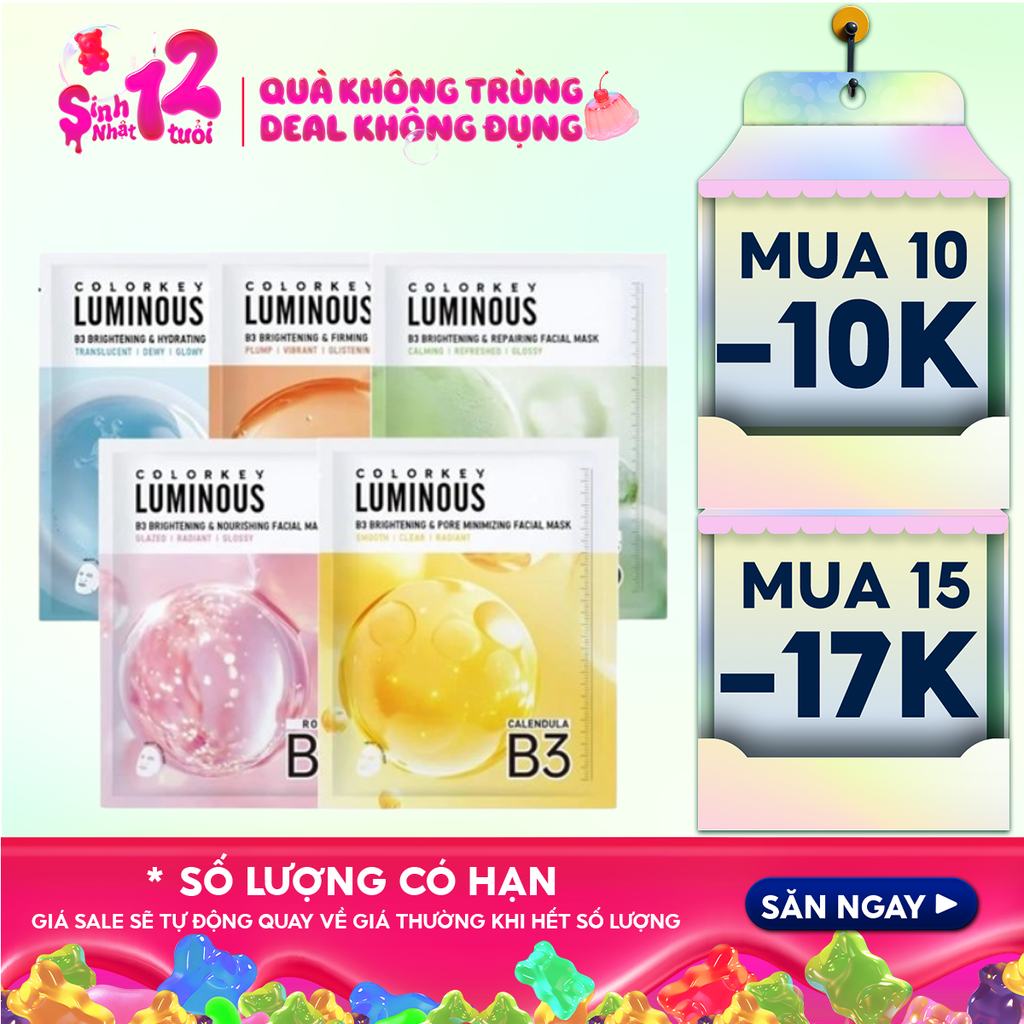 Mặt Nạ Colorkey B3 Hỗ Trợ Dưỡng Sáng Da Luminous B3 Brightening Facial Mask 30ml