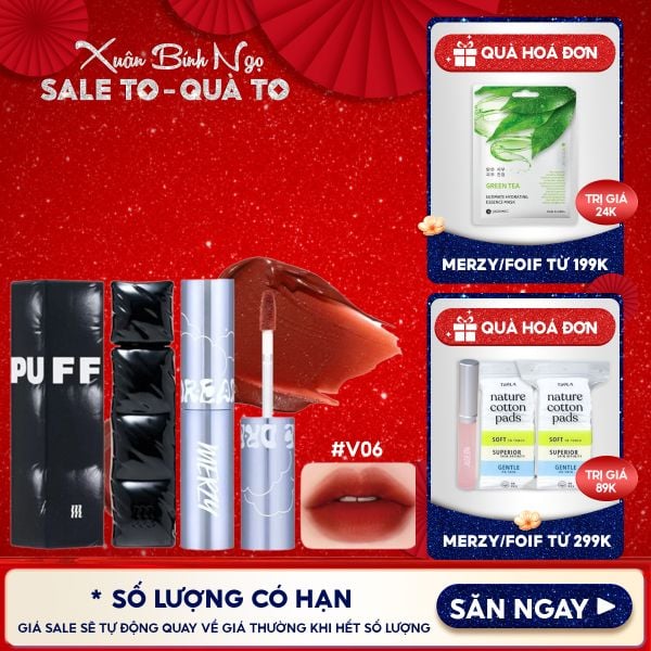  [NEW][V6 PUFFER] Son Kem Lì Merzy Bền Màu, Lâu Trôi The First Velvet Tint 