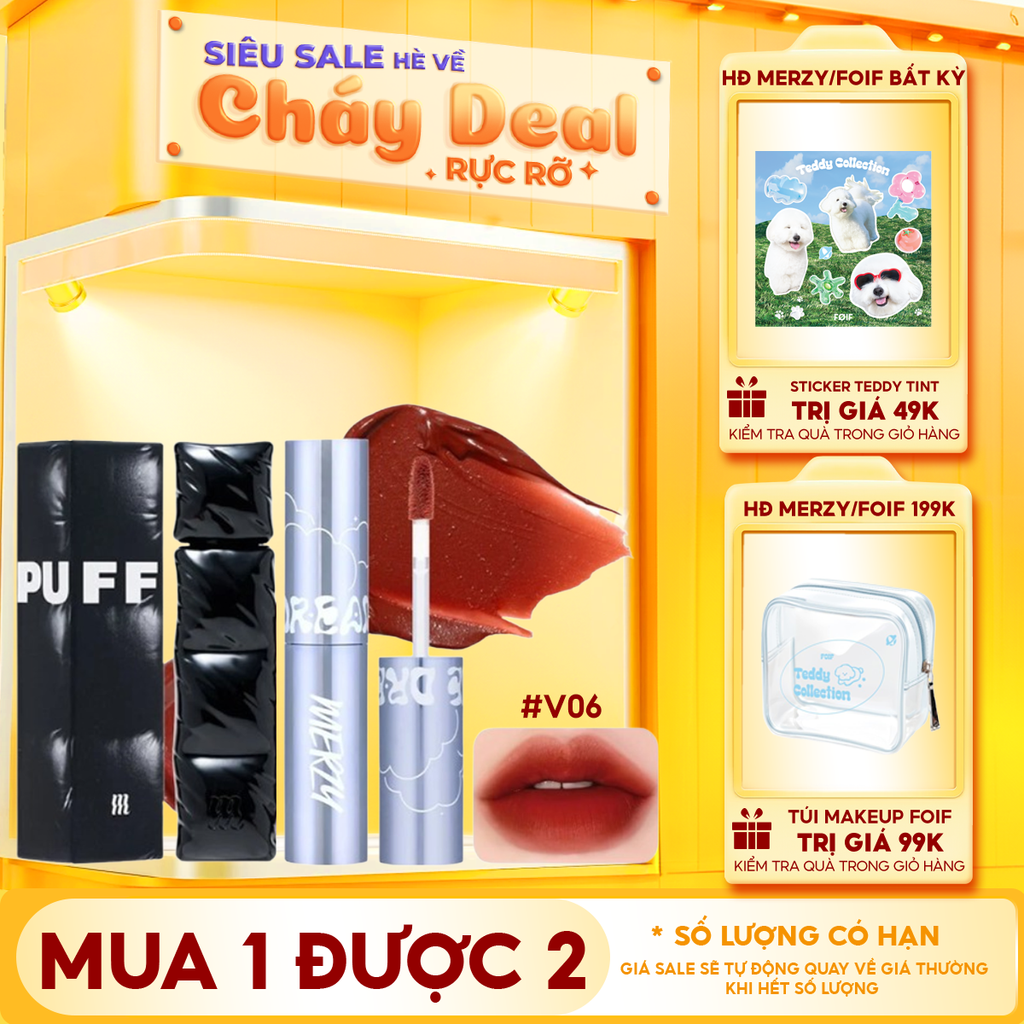 [NEW][V6 PUFFER] Son Kem Lì, Bền Màu, Lâu Trôi Merzy The First Velvet Tint