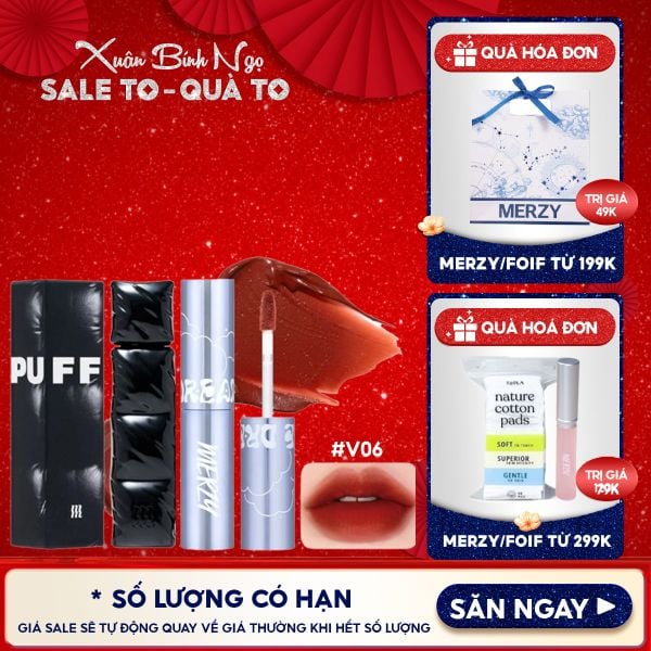  [NEW][V6 PUFFER] Son Kem Lì Merzy Bền Màu, Lâu Trôi The First Velvet Tint 