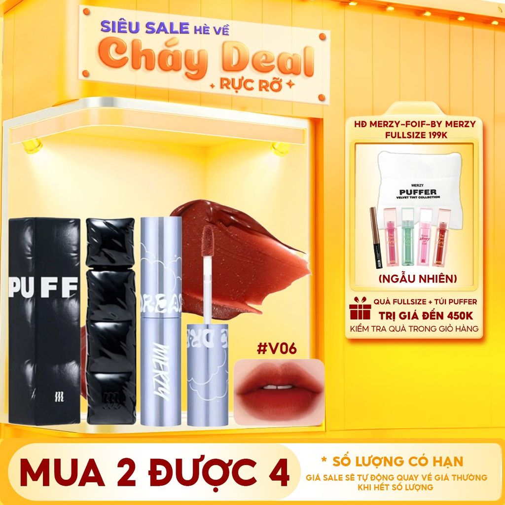 [NEW][V6 PUFFER] Son Kem Lì, Bền Màu, Lâu Trôi Merzy The First Velvet Tint