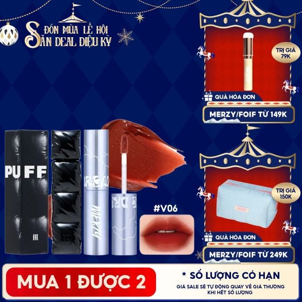  [NEW][V6 PUFFER] Son Kem Lì Merzy Bền Màu, Lâu Trôi The First Velvet Tint 