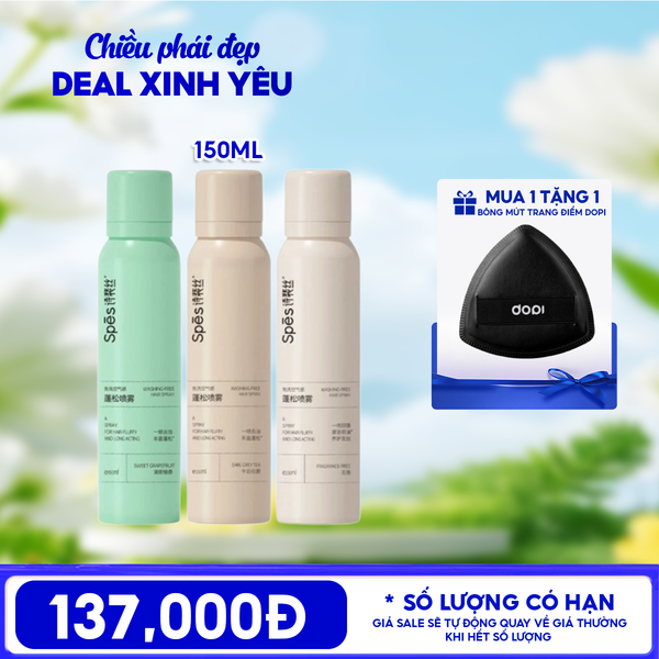  Dầu Gội Khô SPES Làm Sạch, Tóc Bồng Bềnh, Không Bết Tóc Washing-free Hair Spray 150ml 