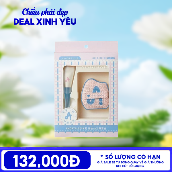  Bộ Cọ Tán Nền & Bông Mút Amortals Tiên Cá Đầu Vát, Che Phủ Tự Nhiên Fish Tail Slim Arc Foundation Brush 