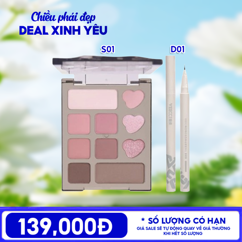 Combo Blue Beauty Date: Bảng Phấn Mắt VEECCI 10 Ô Glamorous Dreamland + Bút Kẻ Mắt VEECCI Vivid Color Eyeliner Pen 0.6ml
