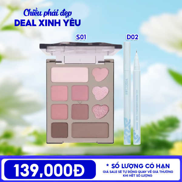  Combo Blue Beauty Date: Bảng Phấn Mắt VEECCI 10 Ô Glamorous Dreamland + Bút Kẻ Mắt VEECCI Vivid Color Eyeliner Pen 0.6ml 