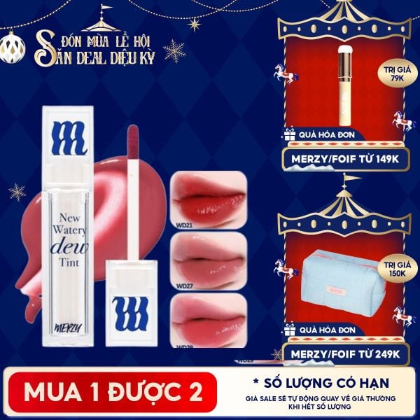  [New Dew] Son Tint Bóng Merzy Dạng Thạch, Bền Màu, Lâu Trôi Merzy New Watery Dew Tint 4g 